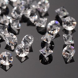 Grade A Glass Rhinestone Cabochons, Bicone, Pointed Back, Crystal, 1.7~1.8mm, about 1440pcs/bag