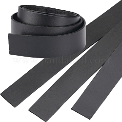 GORGECRAFT 3 Roll 25mm Wide Flat Leather Cord Genuine Leather Strip 2mm Thick Black Leather Strap Cowhide String Braiding Thread Rope for Bracelets Jewelry Making Belts Drawer Handle Pull DIY Crafts