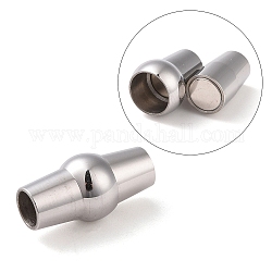 304 Magnetverschluss aus Edelstahl mit Klebeenden, Fass, Edelstahl Farbe, 15x8 mm, Bohrung: 4 mm