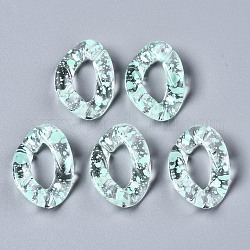Transparent Spray Paint Acrylic Linking Rings, Quick Link Connectors, for Curb Chains Making, Twist, Aquamarine, 29.5x20x6mm, Inner Diameter: 8x16mm