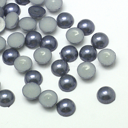 Cabochons acrilico, imitazione perla, mezzo tondo, azzurro acciaio chiaro, 6x3mm, circa 5000pcs/scatola