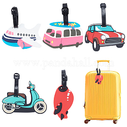 Benecreat 5 стили дорожные багажные бирки, Бирки с именами автомобильных чемоданов в мультяшном стиле идентифицируют багажную бирку с регулируемой пластиковой петлей для багажа, путешествовать, туризм, бизнес