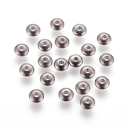 Messing-Abstandshalterkugeln, Rondell, Metallgrau, 5x2 mm, Bohrung: 1.5~2 mm