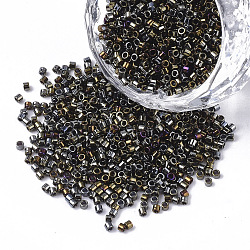 Perline di semi di vetro di grado 11/0, cilindro, dimensione uniforme del seme, colori metallici, colorato, 1.5x1mm, Foro: 0.5 mm, circa 2000pcs/10g