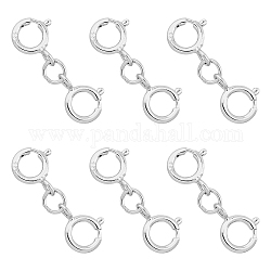 DICOSMETIC 6Pcs 925 Sterling Silver Double Spring Ring Clasps, Platinum, 16mm