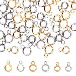 Sunnyclue 1 boîte de 60 perles en acier inoxydable pour la fabrication de bijoux, chaîne serpent, perles, connecteurs avec boucle, espaceur européen à grand trou, colonne lâche