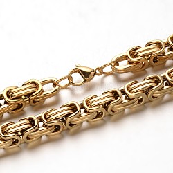Colliers avec chaîne byzantins en 304 acier inoxydable, avec fermoir pince de homard, or, 23.6 pouce (60 cm)