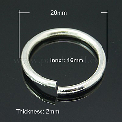 Brass Jump Rings, Open Jump Rings, Donut, Platinum Color, 12 Gauge, 20x2mm, Inner Diameter: 16mm