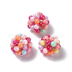 Perles tissées à la main en plastique imitation perle, ronde, colorées, 23mm, Trou: 2.5mm