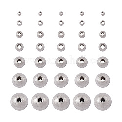 Mega pet 7 style 201 perles en acier inoxydable, ronde, couleur inoxydable, 3~12x2~11mm, Trou: 1~3mm, 150 pcs / boîte