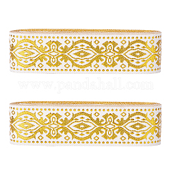Pandahall Elite Polyester-Ripsbänder im Ethno-Stil, einseitig, golden, 1/8 Zoll (3.3 mm), ca. 7 m / Rolle, 2roll / set