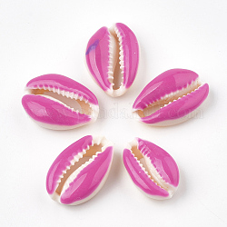 Perles en cauris, avec l'émail, pas de trous / non percés, camélia, 20~26x13~18x5~7mm