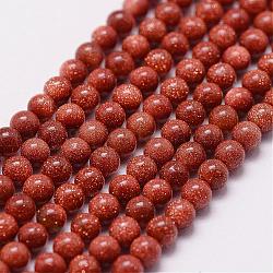 Perles Goldstone brins, ronde, 3mm, Trou: 0.5mm, Environ 125 pcs/chapelet