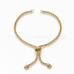 Placage ionique (ip) réglable 304 fabrication de bracelets coulissants en acier inoxydable, bracelets bolo, or, longueur de la chaîne simple: environ 11cm