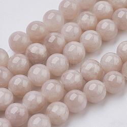 Chapelets de perles en jade jaune naturel, teinte, ronde, chardon, 10mm, Trou: 1mm, Environ 40 pcs/chapelet, 15.75 pouce