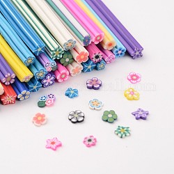 Handmade Polymer Clay Nail Art Decoration, Fashion Nail Care, No Hole Tubes, Flower, Mixed Color, 50x3~6mm