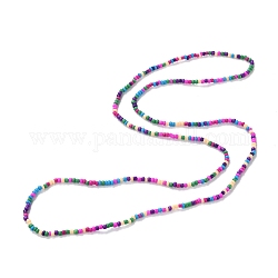 Perline in vita, perline di semi di vetro color caramello catena elasticizzata, gioielli estivi per le donne, rosa intenso, 31-1/2~31-7/8 pollice (80~81 cm)
