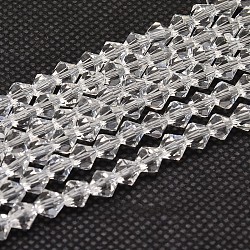 Nachzuahmen österreichischen Kristall Doppelkegel Glasperlen Stränge, Klasse AA, facettiert, Transparent, 5x5 mm, Bohrung: 1 mm, ca. 59 Stk. / Strang, 11 Zoll