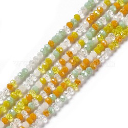 FilI di perline in vetro placcato, ab colore placcato, sfaccettato, abaco, arancione, 3x2.5mm, Foro: 0.7 mm, circa 185pcs/filo, 17.32 pollice (44 cm)