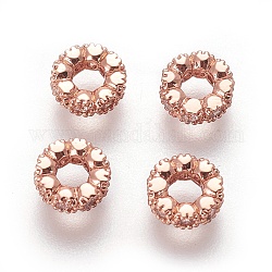 Brass Micro Pave Cubic Zirconia Beads, Ring, Clear, Rose Gold, 6~6.5x2.5mm, Hole: 3mm