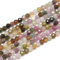 Chapelets de perles en tourmaline naturelle, facette, ronde, 2~2.5mm, Trou: 0.3mm, Environ 177 pcs/chapelet, 14.9 pouce