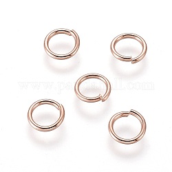 304 in acciaio inox anelli di salto aperto, oro roso, 6x0.9 mm, diametro interno: 4 mm