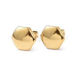 Chapado en iones (ip) 304 aretes hexagonales de acero inoxidable para mujer, dorado, 9x10mm, pin: 0.8 mm