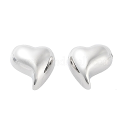 Boucles d'oreilles en laiton pour femmes, cœur, platine, 18x18mm
