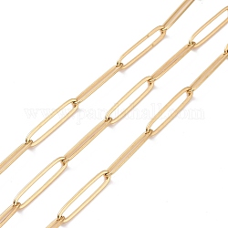 Ionenbeschichtung (IP) 304 Edelstahl-Büroklammerketten, gezogene längliche Kabelketten, gelötet, mit Spule, golden, 20x4x0.8 mm, ca. 32.81 Fuß (10m)/Rolle