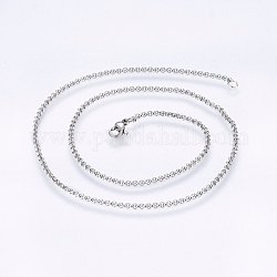 304 Stainless Steel Rolo Chain Necklaces, with Lobster Claw Clasps, Stainless Steel Color, 16.5 inch(42cm), 2mm
