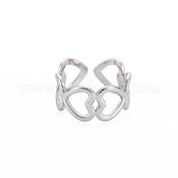 304 anillo de acero inoxidable con corazón abierto para mujer., sin níquel, color acero inoxidable, nosotros tamaño 6 3/4 (17.1 mm)