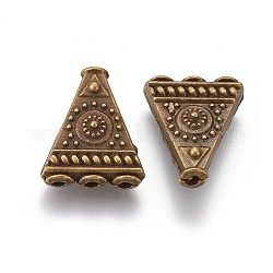 Tibetischer stil legierung perlen, Dreieck, 4-Löcher, Antik Bronze, Cadmiumfrei und Nickel frei und Bleifrei, 17x14x6 mm, Loch: 1.6 mm und 1.8 mm