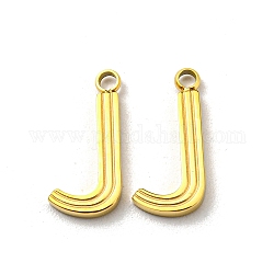 304 Stainless Steel Pendants, Letter Charms, Letter J, 14.5x7x1.5mm, Hole: 1.6mm