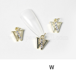 Cabochons Diamante de imitación de la aleación, accesorios de la decoración del arte del clavo, con anillo de salto, carta, dorado, carta.w, 11~14x5~12mm