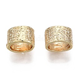 Perline in ottone, nichel libero, texture, anello ovale, vero placcato oro 18k, 5x7.5x6mm, Foro: 4.5x5.5 mm