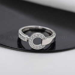 925スター指輪シルバー指輪  女性用キュービックジルコニア付き  丸いリング  透明  プラチナ  usサイズ7（17.3mm）