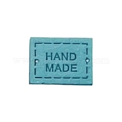 Étiquettes d'étiquettes en microfibre, étiquettes de vêtements faites à la main, pour les jeans de bricolage, Sacs, chaussures, accessoires de chapeau, rectangle, turquoise, 20x15mm