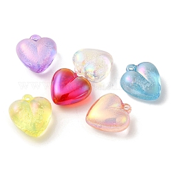 Прозрачные акриловые подвески-пузыри, сердце, разноцветные, 27.5x24.5x13 мм, отверстие : 3.2 мм