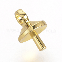 Latón taza perla clavija fianzas pin colgantes, por medio perforó abalorios, dorado, 7x5x5mm, agujero: 1.5 mm, pin: 1 mm