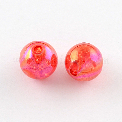 Bubblegum AB Color Transparent Crackle Acrylic Round Beads, Red, 20mm, Hole: 2.5mm, about 100pcs/500g