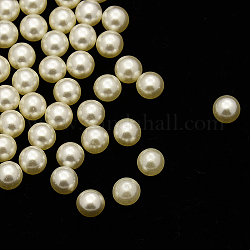 Sin agujero abs imitación de perlas de plástico redondo perlas, teñido, crema, 3mm, aproximamente 10000 unidades / bolsa