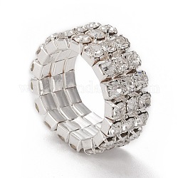 Bagues d'alliage, anneaux de cristal strass, bagues de mariage de fiançailles, platine, 9mm, taille 7, 17mm