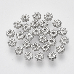 Perline distanziali in plastica ccb, fiore, platino, 4.5x2mm, Foro: 1 mm, circa 1554pcs/37g
