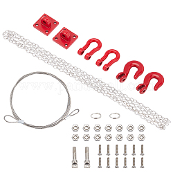 Kits d'accessoires de voiture jouet ahandmaker, y compris le jeu de chaînes de remorque en fer et en acier, fer avec ensemble de crochets de remorquage de voiture rc pour équipement de santé en alliage, rouge, 995x4.5x1mm