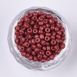 Glass Seed Beads, Opaque Colours, Dark Red, 3mm, Hole: 1mm, 962pcs/50g