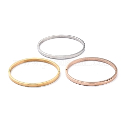 3pcs 3-Farben-Ionenplattierung (ip) 304 Edelstahl klassischer einfacher schlichter Armreif, stapelbares Armband für Damen, Mischfarbe, Innendurchmesser: 2x2-3/8 Zoll (5.1x6.05 cm), 1 Stück / Farbe