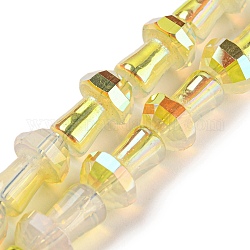 Galvanisieren Glasperlen, ab Farbe plattiert, facettiert, Pilz, golden, 12x8 mm, Bohrung: 1 mm, ca. 50 Stk. / Strang, 22.83'' (58 cm)