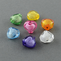 Perline acrilico trasparente, perline in perline, sfaccettato, cuore, colore misto, 19x20x11mm, Foro: 3 mm, circa 230pcs/500g