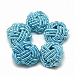 Polyester & Cotton Woven Beads, Half Drilled, Half Round, Turquoise, 14~17x16~22x17~23mm, Half Hole: 8~16mm