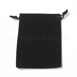 Pochettes d'emballage en velours, sacs à cordonnet, noir, 12~12.6x10~10.2 cm
